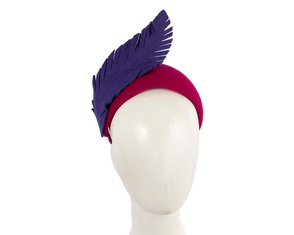 Bespoke fuchsia & purple winter racing fascinator headband-0